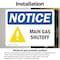 Signmission Main Gas Shutoff OSHA Notice Sign, Vinyl Decal, 5in W x 3.5in L, 2PK OS-2PACK-NS-D-35-L-15916 - alternate 3